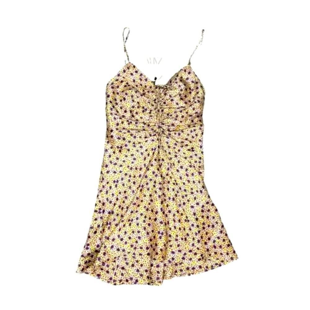 ZARA NWT Satin Mini Floral Multicolored Slip Dress Trendy Size XL